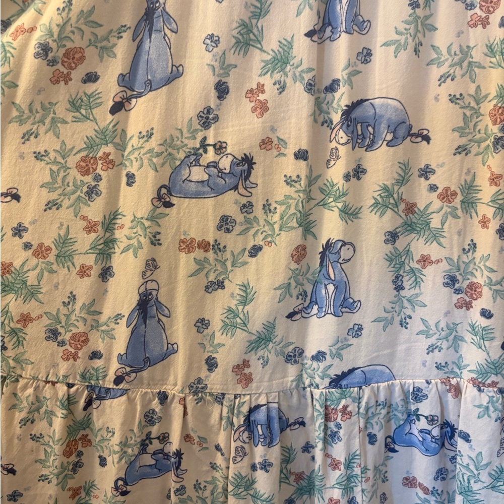 Disney White Midi Dress with Blue Floral Print - Picture 3 of 4